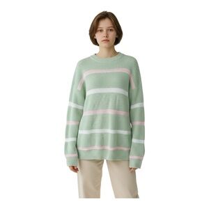 Vintage Claybrooke Pastel Stripe Spring Grandpa Sweater Size Large